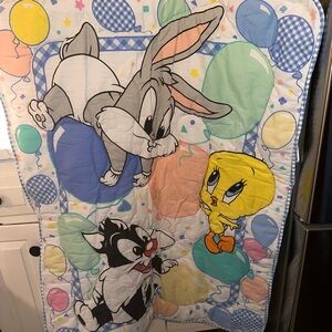 Vintage Baby Looney Tunes Bundle Blanket  Wall Hangings Mobile Car Seat Straps